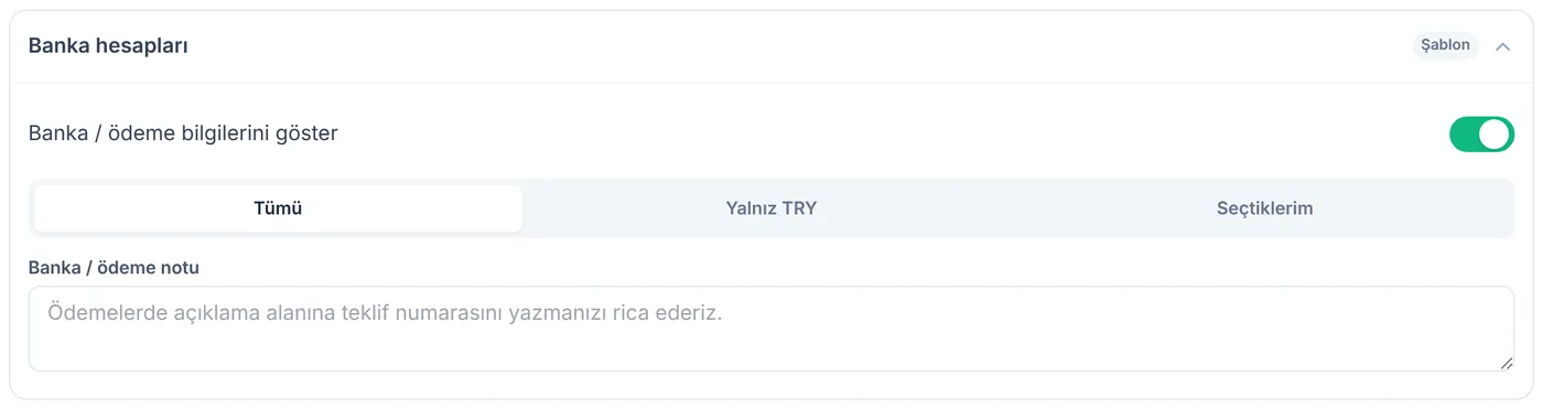 Banka hesapları ayarı