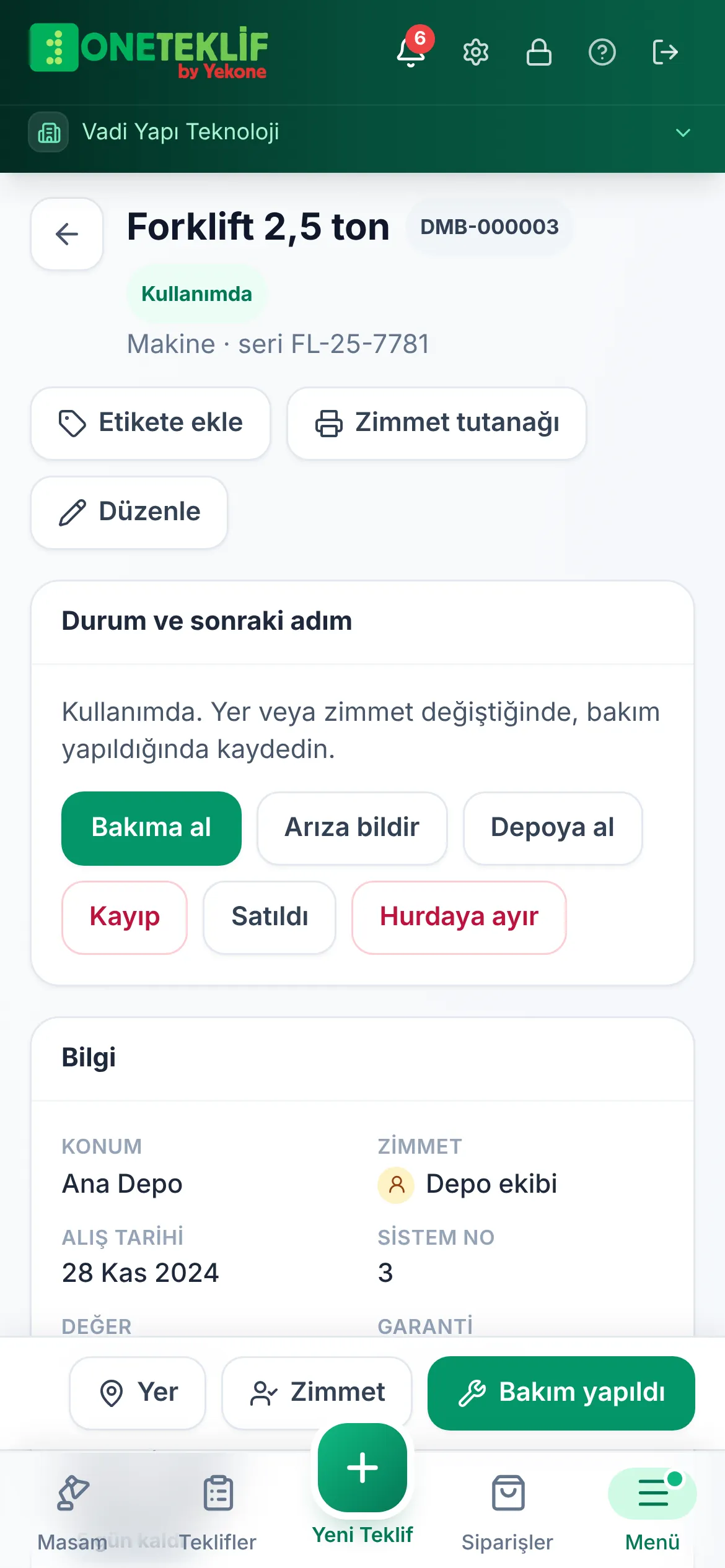 Demirbaş kartında dosyalar (mobil uygulama)
