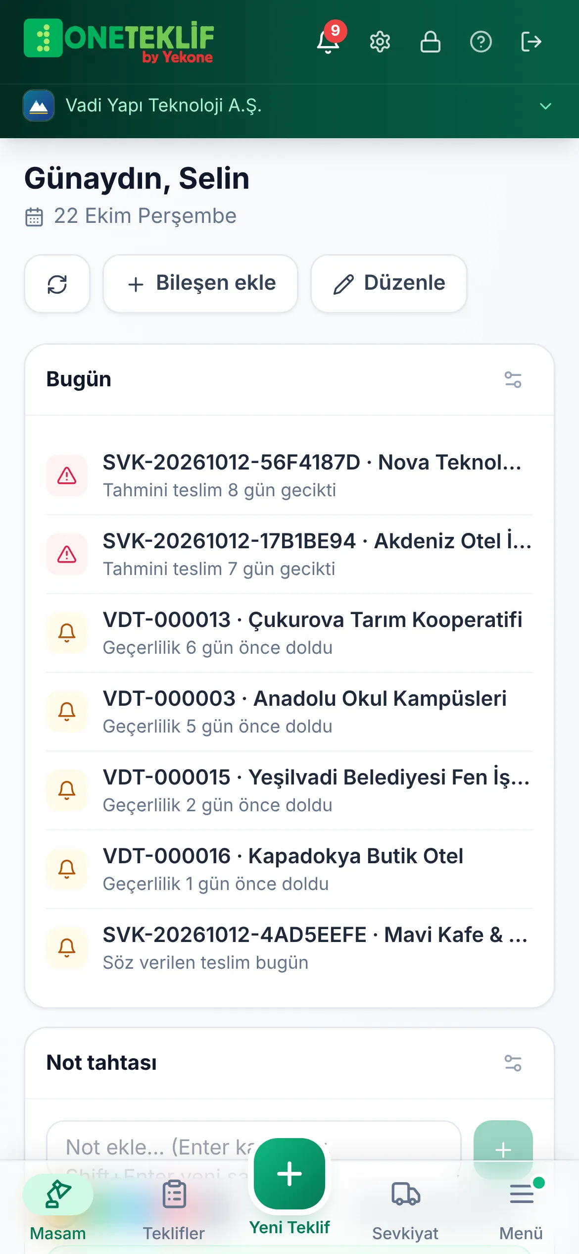 Telefonda Masam: bugün yapılacaklar ve finans özeti